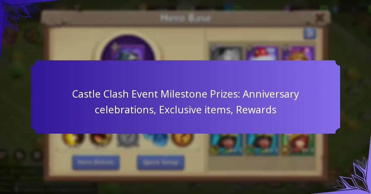 Castle Clash Event Milestone Prizes: Anniversary celebrations, Exclusive items, Rewards