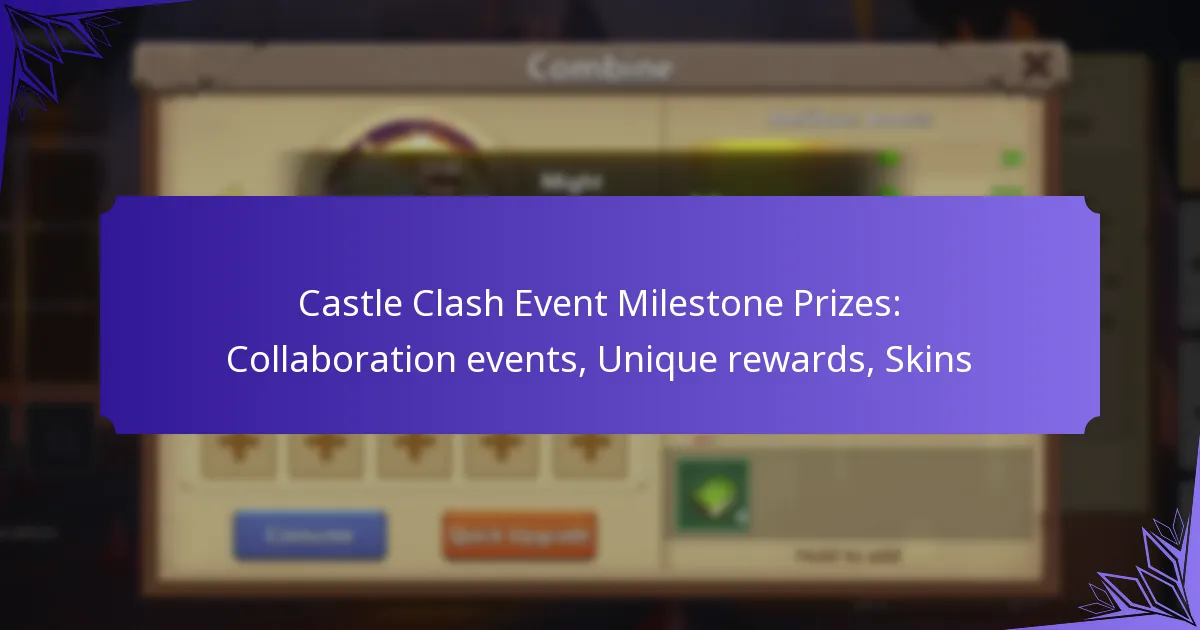 Castle Clash Event Milestone Prizes: Collaboration events, Unique rewards, Skins