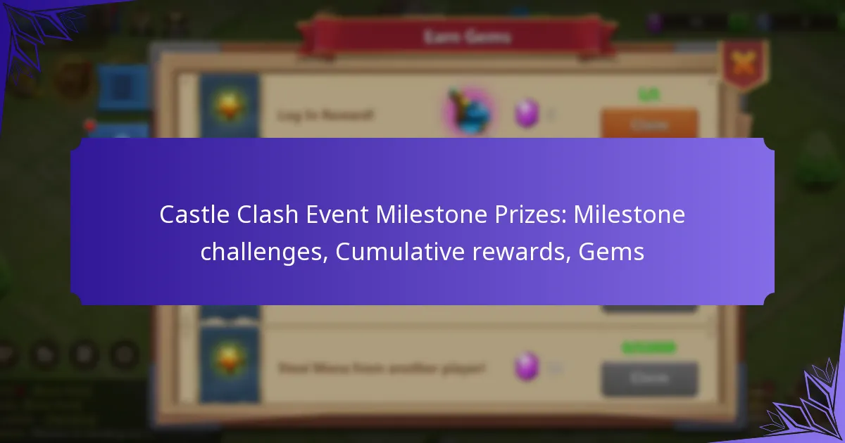 Castle Clash Event Milestone Prizes: Milestone challenges, Cumulative rewards, Gems