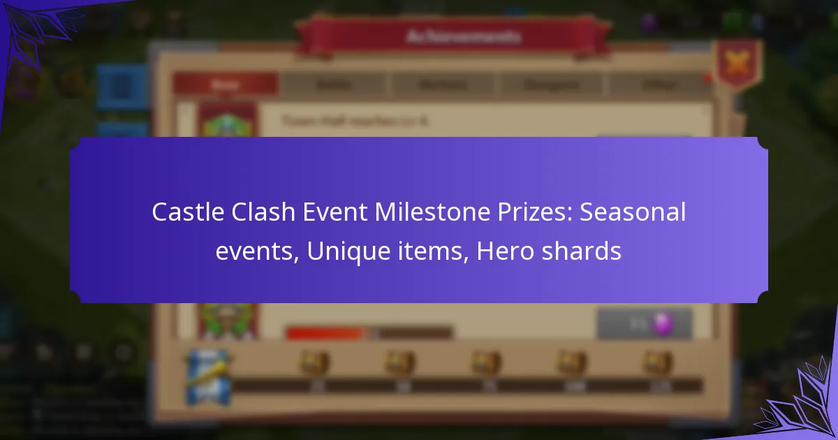 Castle Clash Event Milestone Prizes: Seasonal events, Unique items, Hero shards