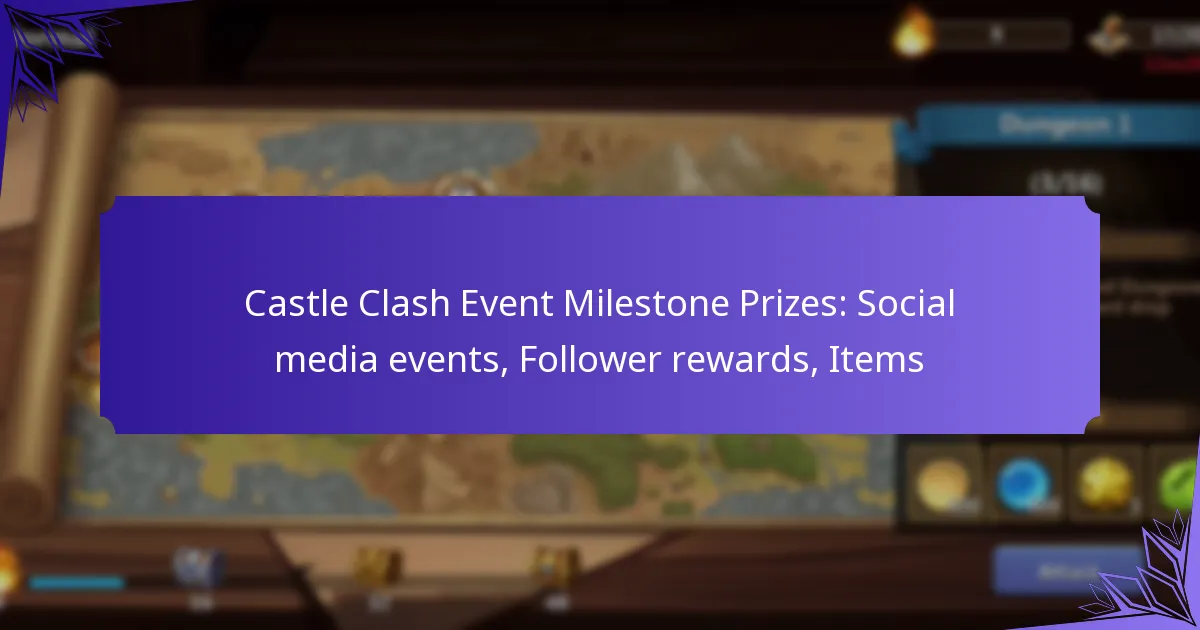 Castle Clash Event Milestone Prizes: Social media events, Follower rewards, Items