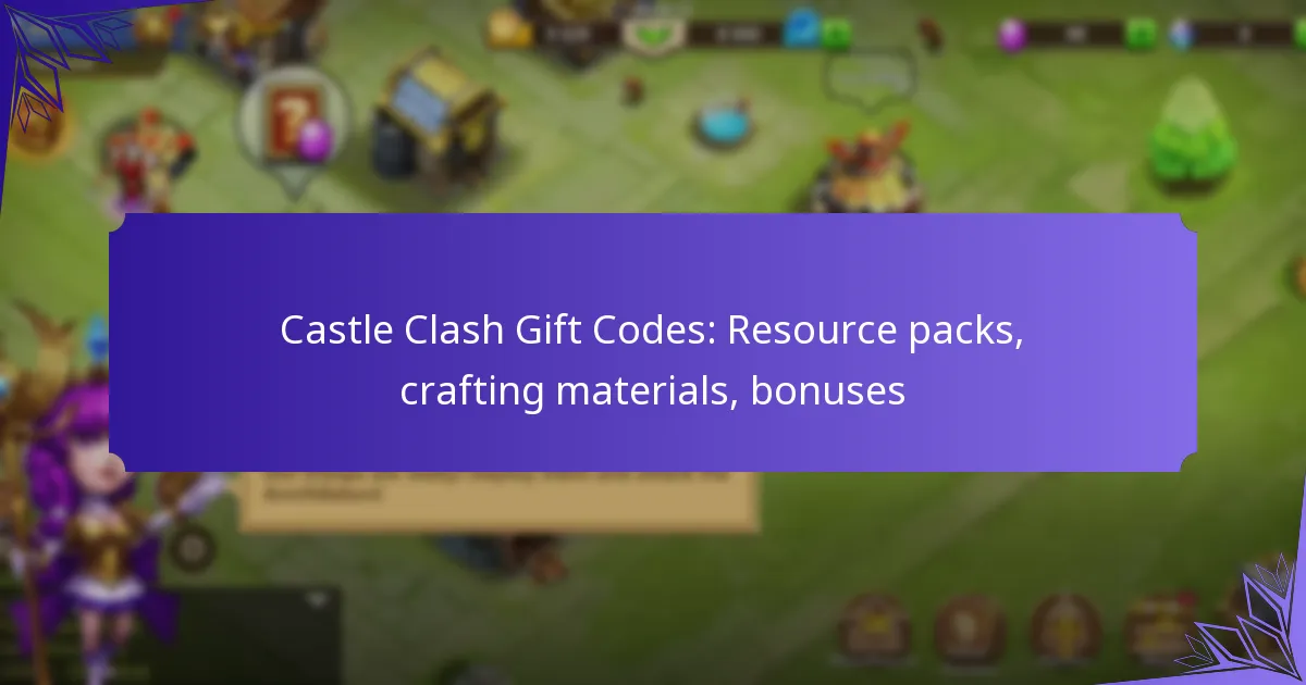 Castle Clash Gift Codes: Resource packs, crafting materials, bonuses