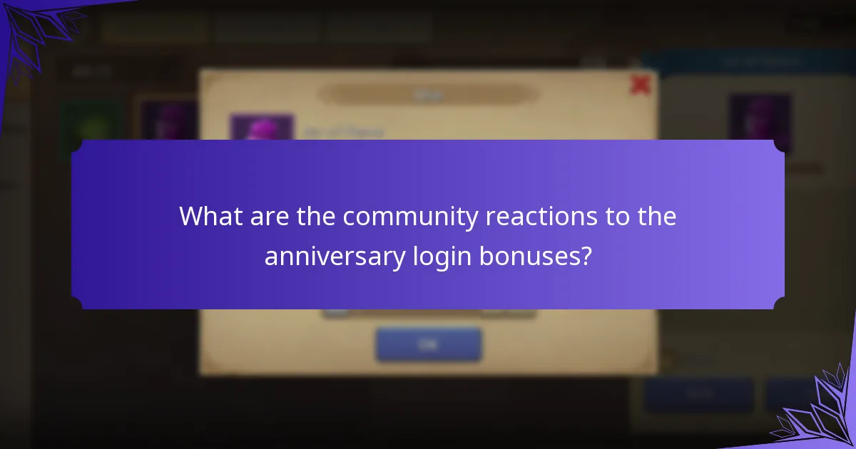 What are the community reactions to the anniversary login bonuses?